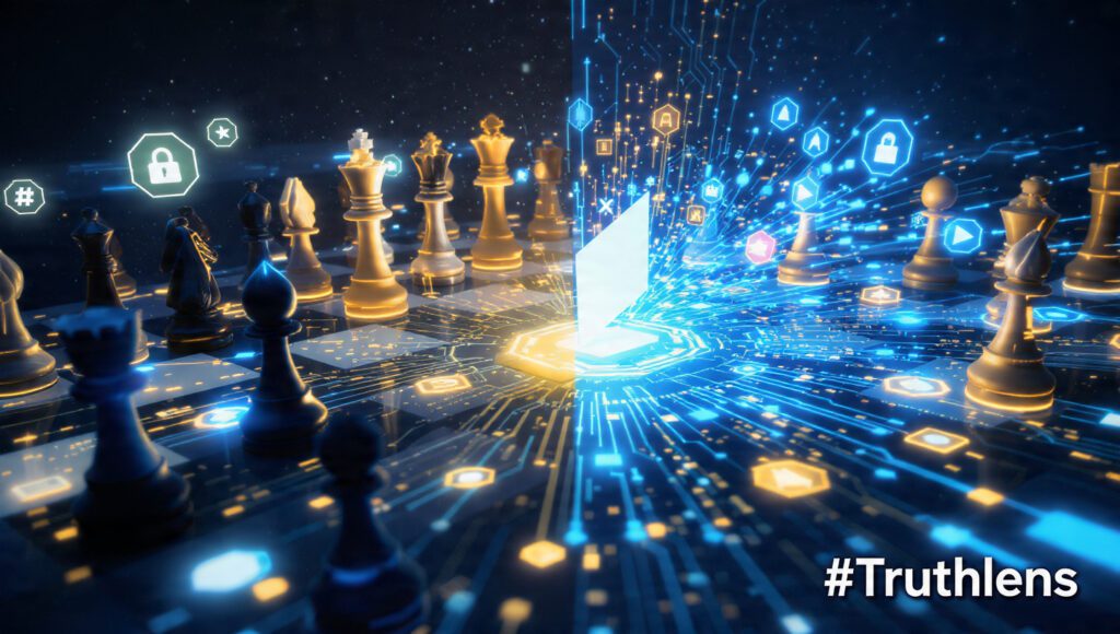 चुनाव-जीतने-की-मशीन-का-संरचनात्मक-मॉडल-जिसमें-डेटा-धन-और-ध्रुवीकरण-दर्शाया-गया-है